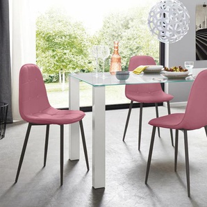 Essgruppe INOSIGN Sitzmöbel-Sets Gr. B: 160 cm, rosa (weiß, rosa) Essgruppen mit Glastisch, Breite 160 cm