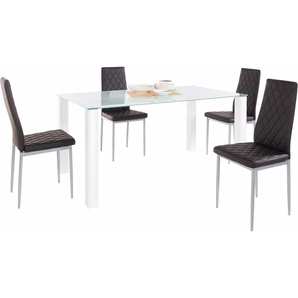 Essgruppe INOSIGN Sitzmöbel-Sets Gr. B: 160 cm, schwarz-weiß (weiß, schwarz) Essgruppen 160 cm breiter Glastisch, verschiedene Farbvarianten der Stuhlbezüge