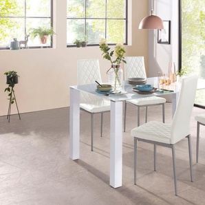 Essgruppe INOSIGN Sitzmöbel-Sets Gr. B: 160 cm, weiß Essgruppen 160 cm breiter Glastisch, verschiedene Farbvarianten der Stuhlbezüge