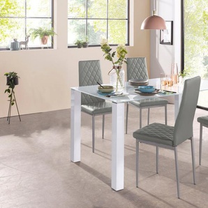 Essgruppe INOSIGN Sitzmöbel-Sets Gr. B: 160 cm, weiß (weiß, hellgrau) Essgruppen 160 cm breiter Glastisch, verschiedene Farbvarianten der Stuhlbezüge