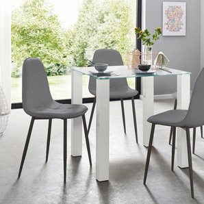 Essgruppe INOSIGN Sitzmöbel-Sets Gr. B: 80 cm, grau (weiß, grau) Essgruppen mit Glastisch, Breite 80 cm