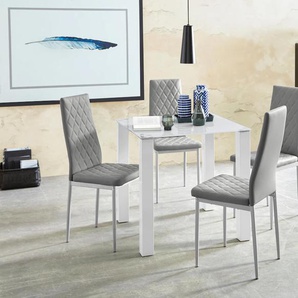 Essgruppe INOSIGN Sitzmöbel-Sets Gr. B: 80 cm, grau (weiß, grau) Essgruppen mit Glastisch, Breite 80 cm