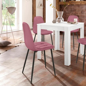 Essgruppe INOSIGN Sitzmöbel-Sets Gr. B: 80 cm, rosa (weiß mit struktur, rosa) Essgruppen Esstisch 80 cm breit