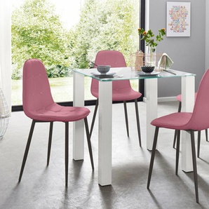 Essgruppe INOSIGN Sitzmöbel-Sets Gr. B: 80 cm, rosa (weiß, rosa) Essgruppen mit Glastisch, Breite 80 cm