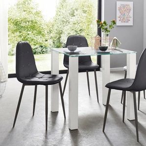 Essgruppe INOSIGN Sitzmöbel-Sets Gr. B: 80 cm, schwarz-weiß (weiß, schwarz) Essgruppen mit Glastisch, Breite 80 cm