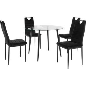 Essgruppe INOSIGN Sitzmöbel-Sets Gr. B/H/T: 48 cm x 98 cm x 53 cm, Samtstoff Velvet, schwarz (schwarz, schwarz) Essgruppen