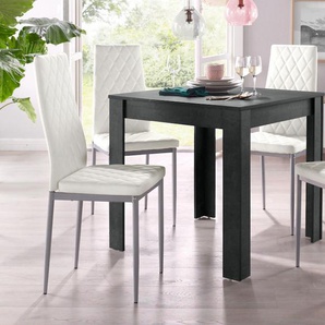 Essgruppe INOSIGN, grau (schieferfarben, weiß), Set: 1 Tisch und 4 Stühle, Sitzmöbel-Sets, mit Tisch in schieferfarben, Breite 80 cm
