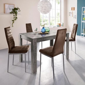 Essgruppe INOSIGN Sitzmöbel-Sets Gr. Tischgröße Maße ca. B.120/T.80/H.75 cm, grau (beton, optik, braun) Essgruppen