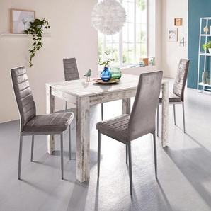 Essgruppe INOSIGN Sitzmöbel-Sets Gr. Tischgröße Maße ca. B.120/T.80/H.75 cm, weiß (antikweiß, hellgrau) Essgruppen