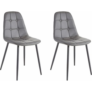 Essgruppe INOSIGN Sitzmöbel-Sets grau (grau, weiß hochglanz) Essgruppen Esstisch, Breite 120 cm und 4 Esszimmerstühle, Bezug in Kunstleder