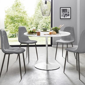 Essgruppe INOSIGN Sitzmöbel-Sets grau (weiß, grau) Essgruppen mit rundem Tisch in weiß Hochglanz