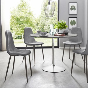 Essgruppe INOSIGN Sitzmöbel-Sets grau (zement, optik, grau) Essgruppen mit rundem Tisch im Zement-Optik