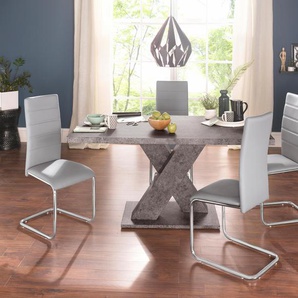 Essgruppe INOSIGN Sitzmöbel-Sets grau (zement, optik, grau) Essgruppen mit 4 Stühlen und Tisch in Zement-Optik