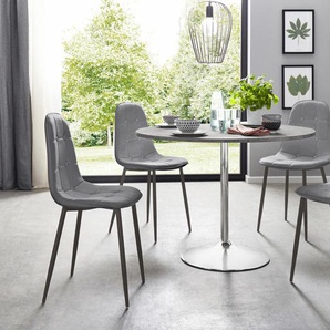 Essgruppe INOSIGN Sitzmöbel-Sets grau (zement, optik, grau) Essgruppen mit rundem Tisch im Zement-Optik