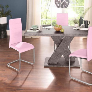 Essgruppe INOSIGN Sitzmöbel-Sets pink (zement, optik, pink) Essgruppen mit 4 Stühlen und Tisch in Zement-Optik