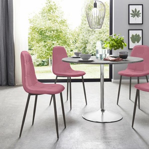 Essgruppe INOSIGN Sitzmöbel-Sets rosa (zement, optik, rosa) Essgruppen mit rundem Tisch im Zement-Optik