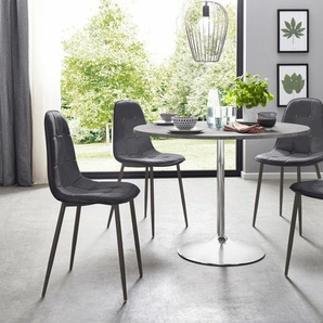 Essgruppe INOSIGN Sitzmöbel-Sets schwarz (zement, optik, schwarz) Essgruppen mit rundem Tisch im Zement-Optik