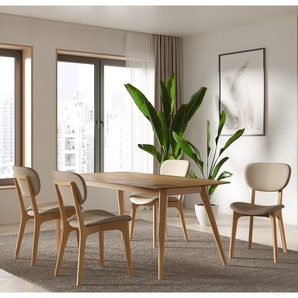 Essgruppe Nadir 5-teilig 180 x 90cm Braun/Beige/Beige Buche Hell
