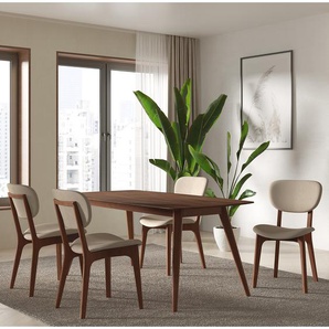 Essgruppe Nadir 5-teilig 180 x 90cm Braun/Beige/Beige Nussbaum Dekor