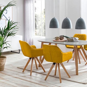 Essgruppe SALESFEVER Sitzmöbel-Sets gelb Essgruppen bestehend aus 4 modernen Polsterstühlen und einem 180 cm breiten Tisch