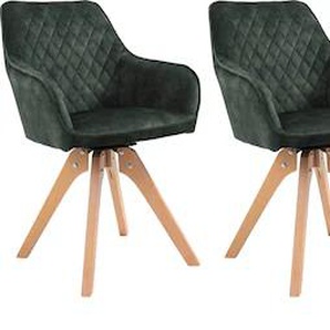 Essgruppe SALESFEVER Sitzmöbel-Sets Gr. Samtvelours, Essgruppe 5 tlg. 160x90 cm, grau (grau, natur, dunkelgrün, natur) Essgruppen (5-tlg), Tischbreite 160 cm, Stühle 180 drehbar, mit Samtverlours
