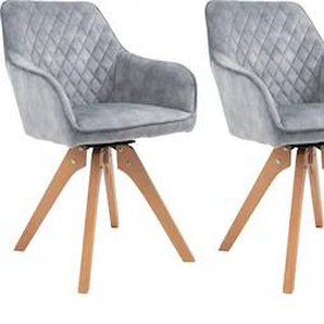 Essgruppe SALESFEVER Sitzmöbel-Sets Gr. Samtvelours, Essgruppe 5 tlg. 160x90 cm, grau (grau, natur, grau, natur) Essgruppen (5-tlg), Tischbreite 160 cm, Stühle 180 drehbar, mit Samtverlours