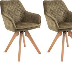 Essgruppe SALESFEVER Sitzmöbel-Sets Gr. Samtvelours, Essgruppe 5 tlg. 160x90 cm, grau (grau, natur, grün, natur) Essgruppen (5-tlg), Tischbreite 160 cm, Stühle 180 drehbar, mit Samtverlours
