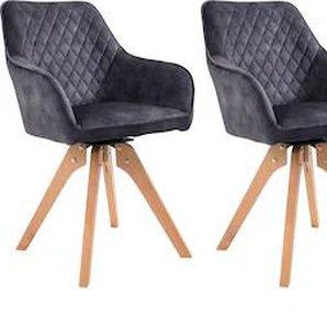 Essgruppe SALESFEVER Sitzmöbel-Sets Gr. Samtvelours, Essgruppe 5 tlg. 180x90 cm, grau (grau, natur, schwarz, natur) Essgruppen (5-tlg.), Tischbreite 180 cm, Stühle 180 drehbar, mit Samtverlours