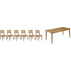 Essgruppe SCHÖSSWENDER Filippa Sitzmöbel-Sets Gr. T: 47 cm, Kunstleder, braun (wildeiche, eichefarben, eichefarben) Essgruppen aus Massivholz Eiche