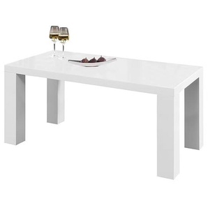 Esstisch 120/180/240x80 cm, weiß, hochglanz lackiert, ausziehbar - Tisch, Holztisch, Esszimmertisch