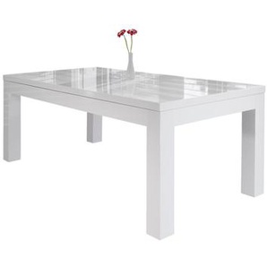 Esstisch 180/260x90 cm, weiß, hochglanz lackiert, ausziehbar mit zwei Ansteckplatten (45x90 cm), Tischplatte 45 mm - Tisch, Holztisch, Esszimmertisch