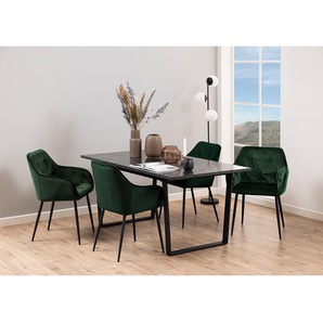 Esstisch Athmos 160 x 74 x 90cm Schwarz/Marmor Schwarz Dekor