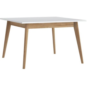 Esstisch ausziehbar 120-160 cm PLYMOUTH-129 in weiß mit Eiche Nb., b/h/t ca. 120/76/120 cm - weiß