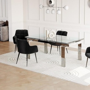 Esstisch ausziehbar - Glas & Metall - 8-10 Personen - LUBANA