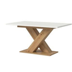 Esstisch ausziehbar  - weiß - Materialmix - 150 cm - 76 cm | Möbel Kraft