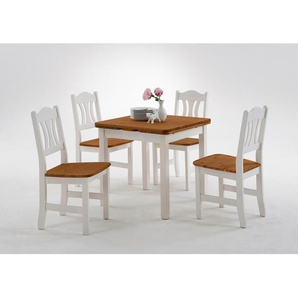 Esstisch mit Ansteckplatten 77 x 77 cm Braun/Weiß/Kiefer Weiß/Kiefer Bernstein