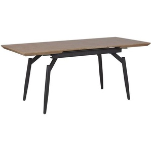 Esstisch Braun MDF-Platte für 8 Personen 140x80 cm ausziehbar 180 x 80 cm rechteckig mit Metallgestell Schwarz Wohnküche Esszimmer Wohnzimmer