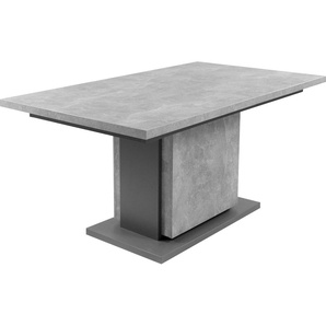 Esstisch BYLIVING Tische Gr. B/H/T: 160 cm x 75 cm x 90 cm, Synchronauszug, grau (beton, optik) Ausziehbare Esstische