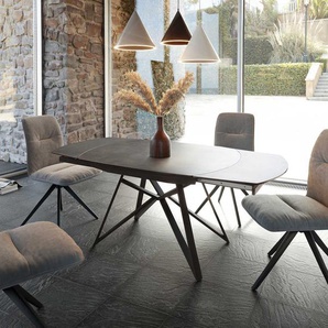 Esstisch Carlow 130/200x95 cm Keramik Grau Metall ausziehbar, Esstische