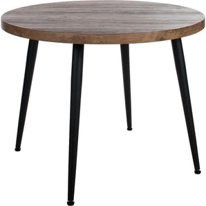 Esstisch DUO COLLECTION Marla Tisch Tische Gr. B/H/T: 100 cm x 76 cm x 100 cm, braun (akazien, nachbildung, braun, schwarz, akazien, braun) Esstische rund oval