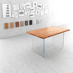 Esstisch Edge 140x90 Akazie Natur Glas Live-Edge, Esstische, Baumkantenmöbel, Massivholzmöbel, Massivholz