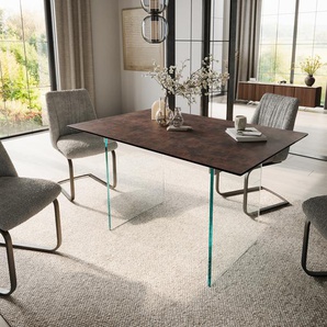 Esstisch Edge 140x90 Glas Antique-braun Gestell Glas, Esstische
