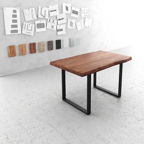 Esstisch Edge 140x90 XL Akazie Braun Metall schwarz Live-Edge, Esstische, Baumkantenmöbel, Massivholzmöbel, Massivholz
