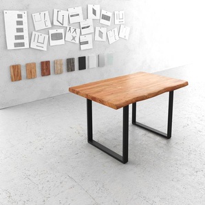 Esstisch Edge 140x90 XL Akazie Natur Metall schwarz Live-Edge, Esstische, Baumkantenmöbel, Massivholzmöbel, Massivholz