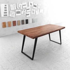 Esstisch Edge 180x90 XL Akazie Braun Metall Schräg Live-Edge, Esstische, Baumkantenmöbel, Massivholzmöbel, Massivholz