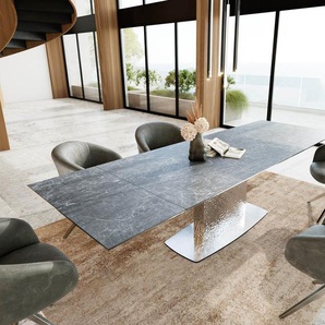 Esstisch Edge 200-300x100 Keramik Laminam®Nero Greco Anthrazit Wave Edelstahl ausziehbar, Esstische