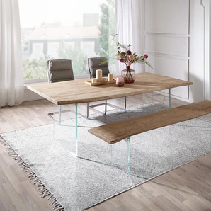 Esstisch Edge 200x100 Akazie Champagner Glas Live-Edge, Esstische, Baumkantenmöbel, Massivholzmöbel, Massivholz