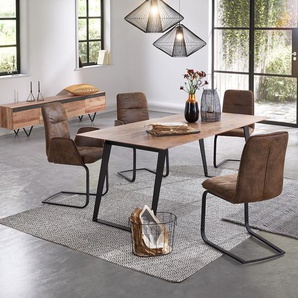 Esstisch Edge 200x100 Akazie Natur Metall Schräg Schweizer Kante, Esstische