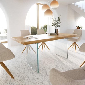 Esstisch Edge 200x100 Eiche Natur Glas Live-Edge, Esstische, Baumkantenmöbel, Massivholzmöbel, Massivholz