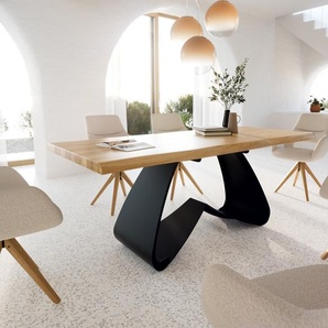 Esstisch Edge 200x100 Eiche Natur W-Gestell Metall Schwarz Live-Edge, Esstische, Baumkantenmöbel, Massivholzmöbel, Massivholz